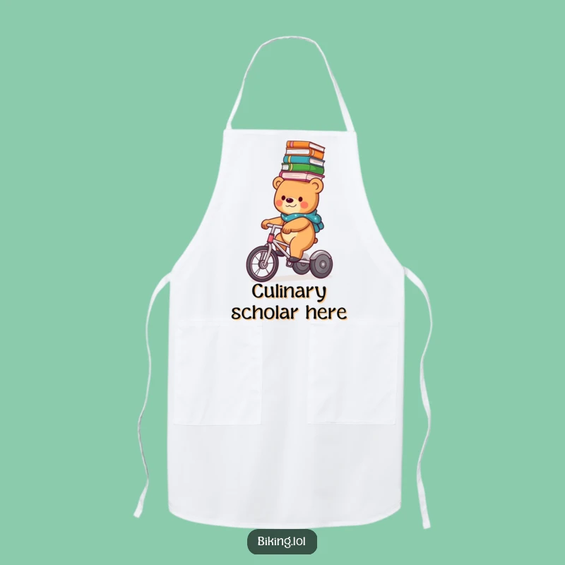 Funny Bear Book Balance Apron: Hilarious Trike Reader Kitchen Gift