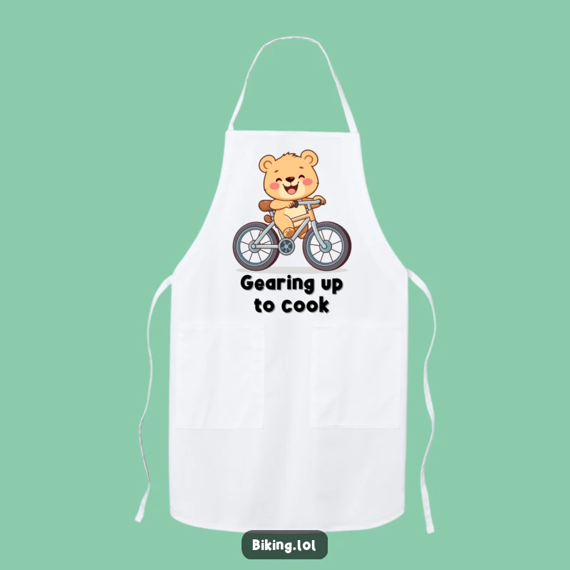 Funny Bear Cub Bicycle Apron: Kitchen Rider's Grin - Fun Funny Gift for Cooks