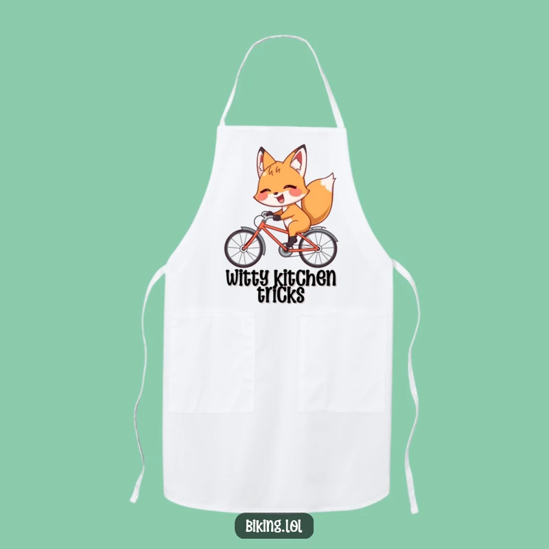 Funny Fox Backward Bicycle Apron: Playful Cook, Perfect Hilarious Gift