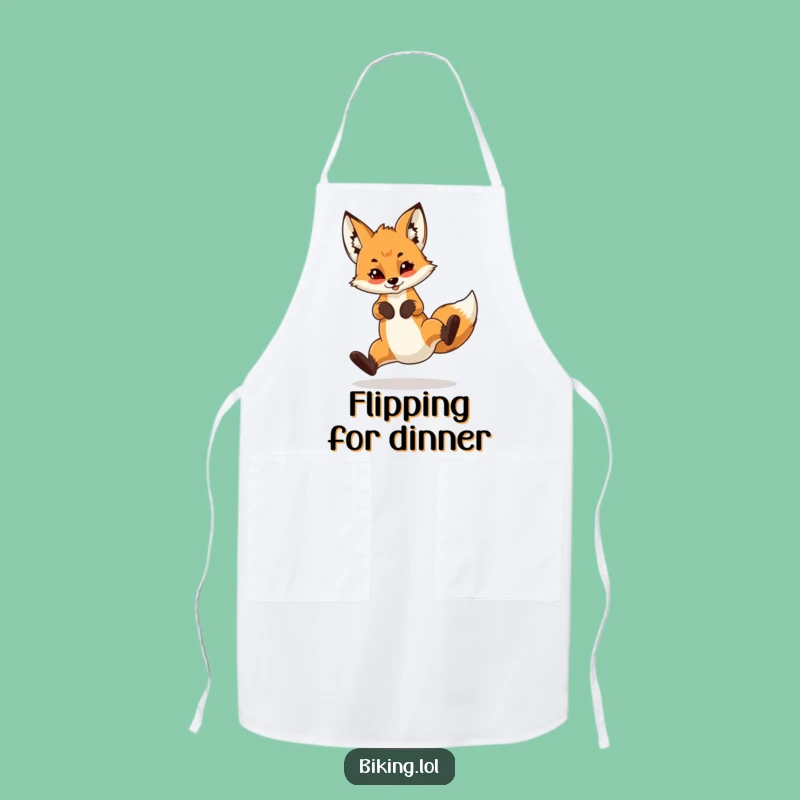 Funny Fox Cub Wheelie Apron: Hilarious Gift for the Daring Cook!