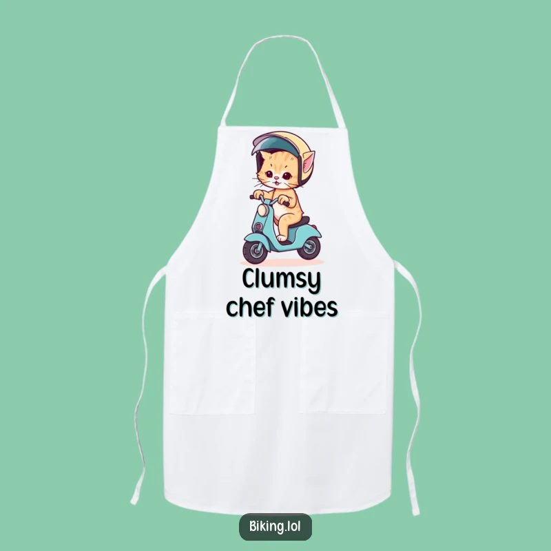 Funny Kitten Scooter Apron: Kitchen Rider's Helm - Fun Funny Gift for Cooks