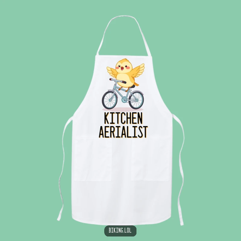 Funny Chickadee Bicycle Apron - Cook with Joy in this Tiny Bird's Cycling Kitchen Gift