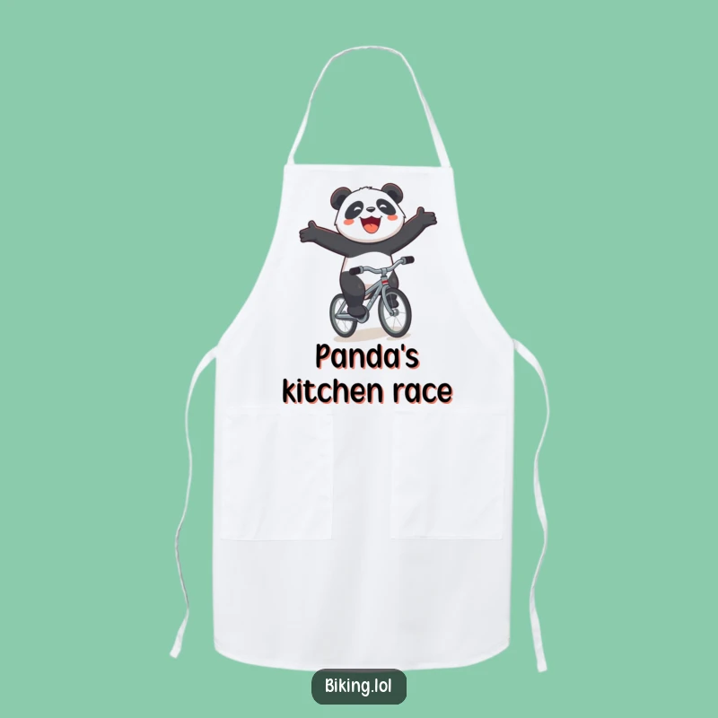 Funny Panda Bicycle Apron - Quirky Joyous Downhill Kitchen Wear