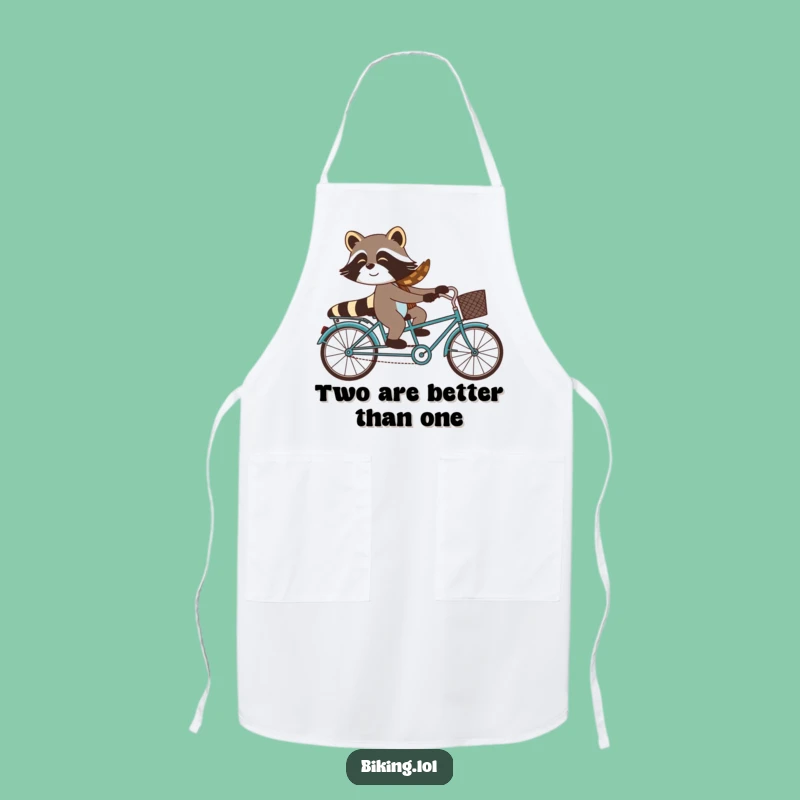 Funny Raccoon Tandem Bike Apron - Hilarious Kitchenwear for Culinary Comedy