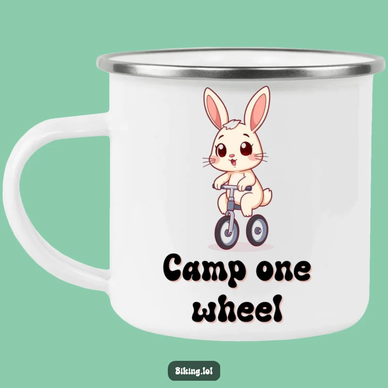 Funny Bunny Unicycle Camping Mug: Rugged Rider, Durable Funny Gift for Outdoors