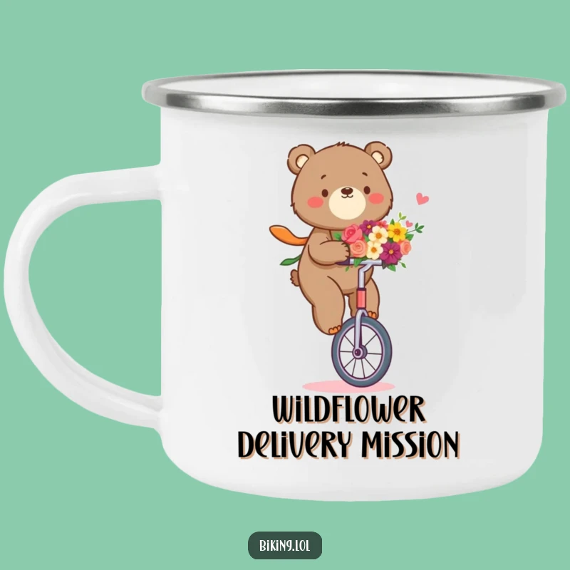 Funny Bear Unicycle Camping Mug: Determined Outdoorsman, Great Funny Gift
