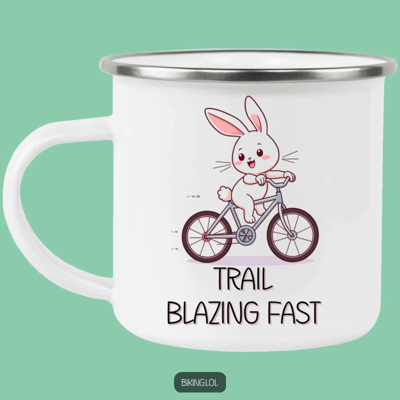 Funny Bunny Bicycle Camping Mug: Outdoorsy Rabbit Ride - Durable Funny Gift for Campers
