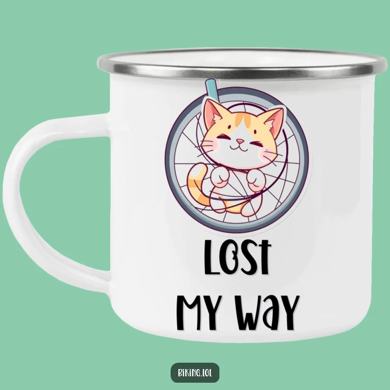 Funny Cat Bicycle Spokes Camping Mug: Sip Your Adventure with Feline Fun!