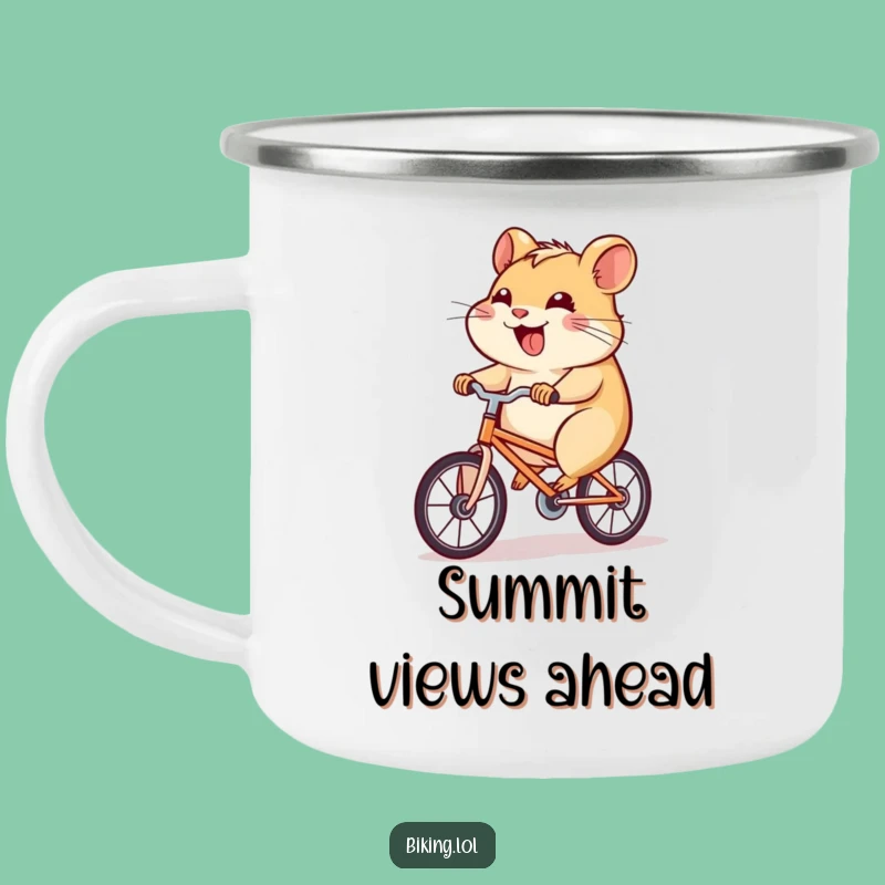 Funny Hamster Bicycle Camping Mug: Rugged Determined Cyclist, Great Outdoors Funny Gift
