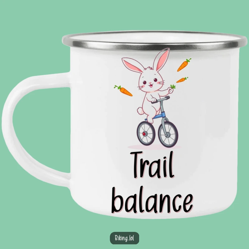 Funny Rabbit Unicycle Camping Mug: Juggling Fun for Outdoor Adventures!
