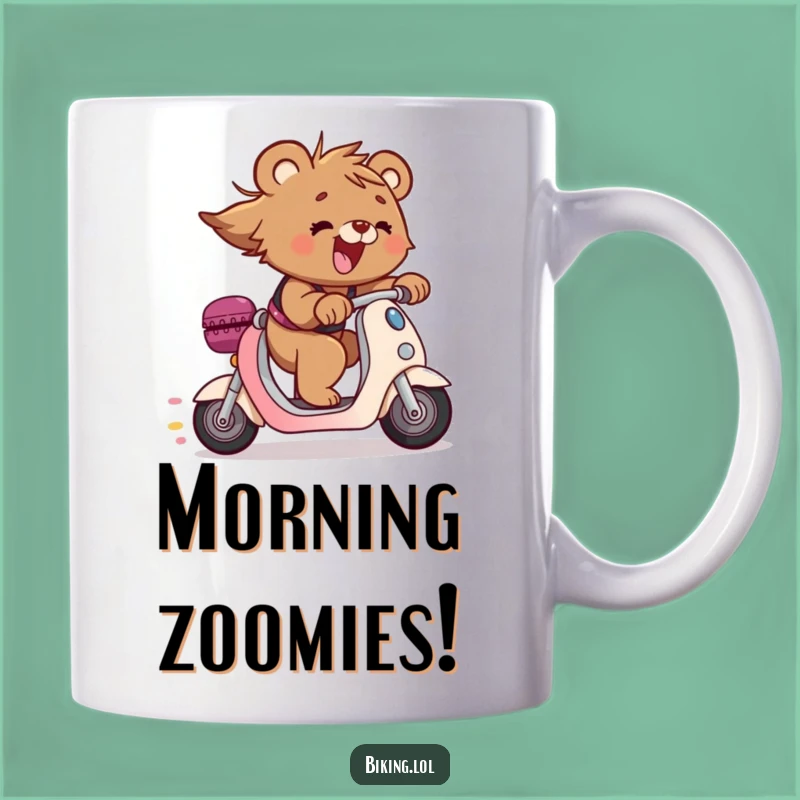 Funny Bear Cub Scooter Mug: Joyful Rider, Perfect Funny Gift for Fast Fun Lovers