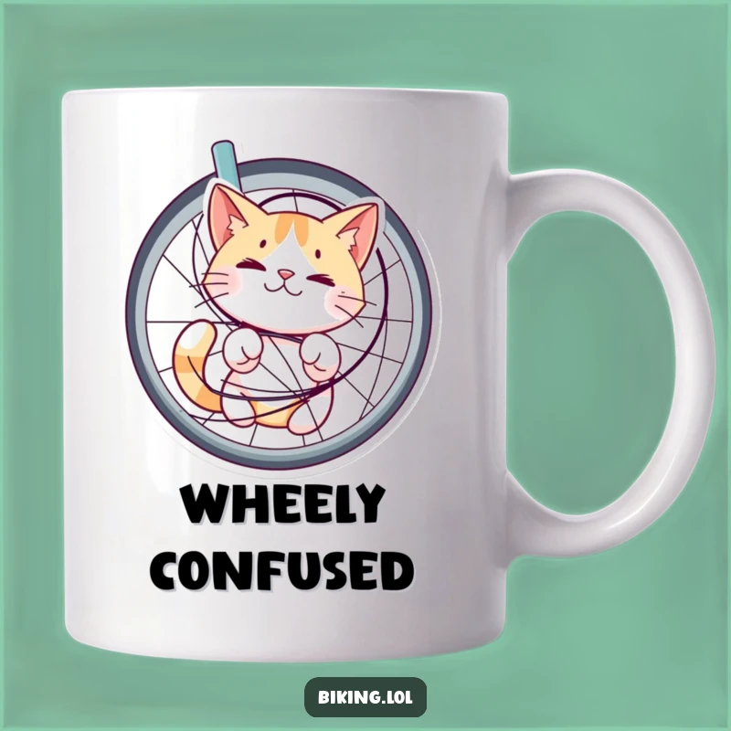 Funny Bewildered Cat Bicycle Mug: A Hilarious Gift for Cyclists and Cat Lovers!