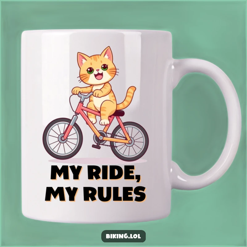 Funny Cat Wheelie Mug: Cool Rider's Perfect Funny Gift!