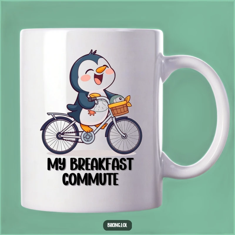 Funny Penguin Fish Bike Mug: Happy Rider's Perfect Funny Gift!