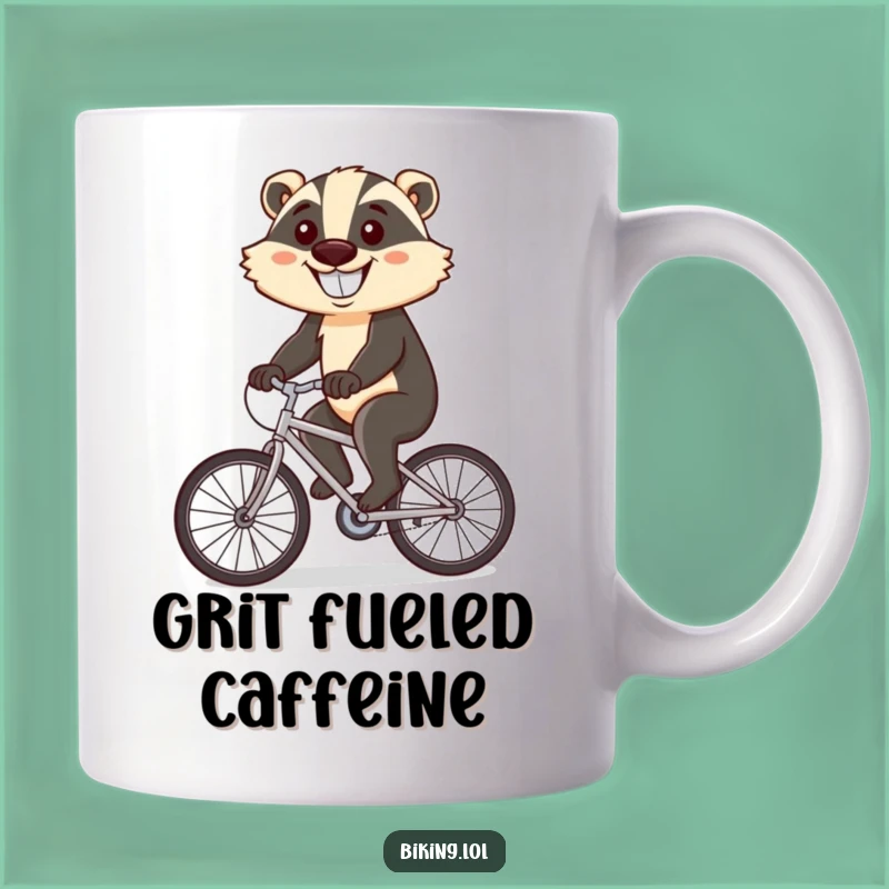 Funny Badger Cycling Mug: Hilarious Determination Gift for Cyclists