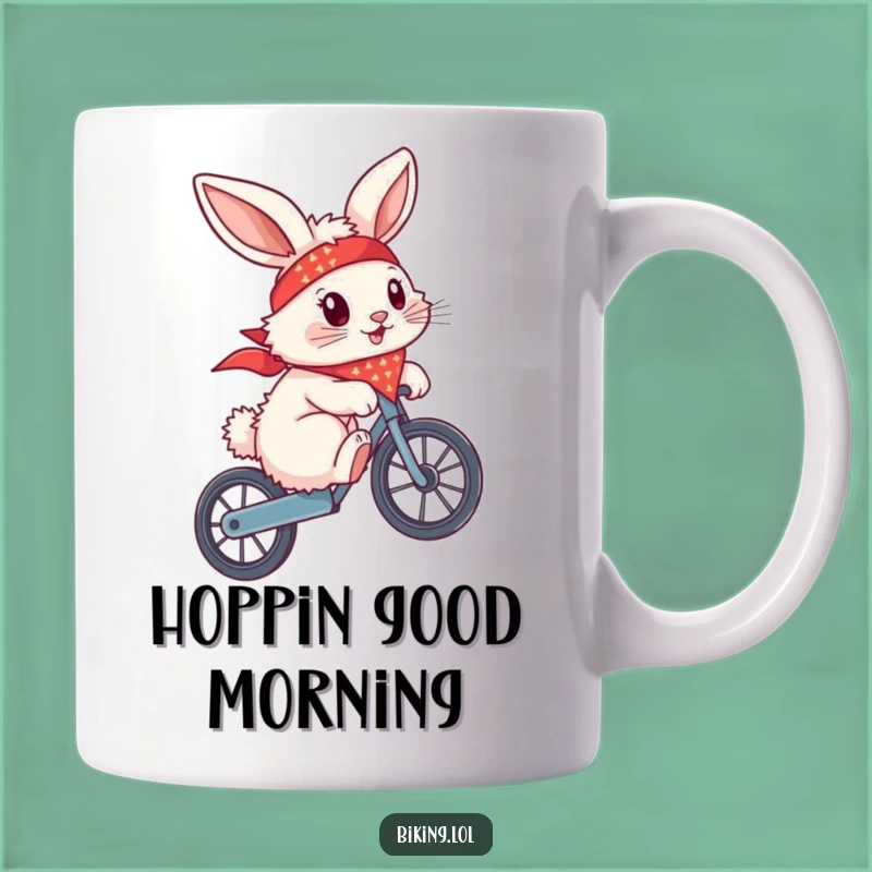 Funny Bunny Wheelie Mug - Hilarious Bike Trick Gift for Cool Riders