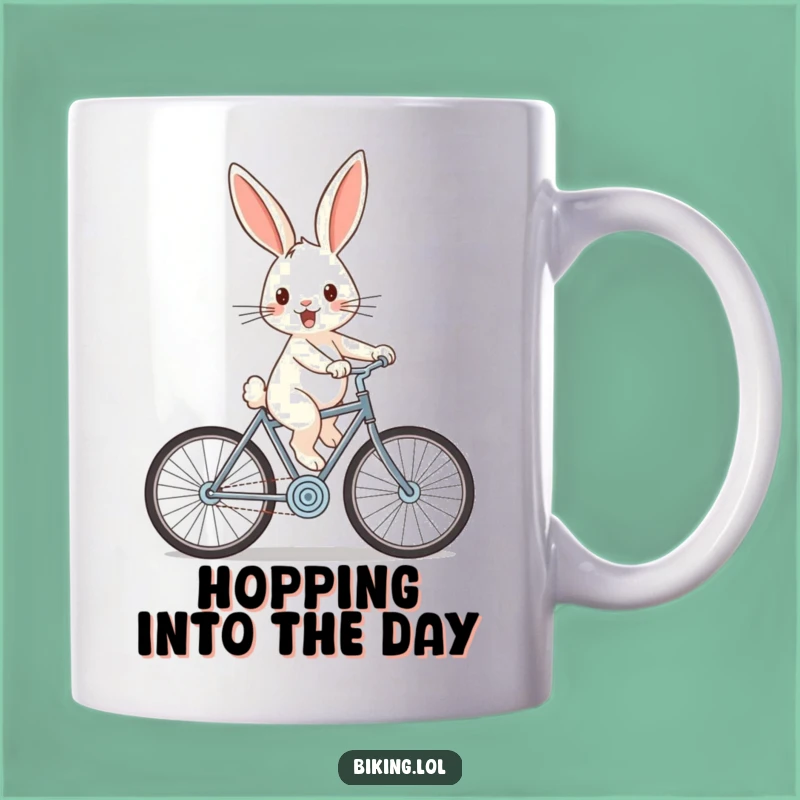 Funny Rabbit Bicycle Mug: Cheerful Downhill Rider Gift for Bunny Lovers