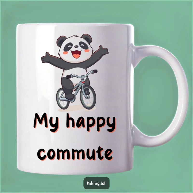 Funny Panda Bicycle Mug - Joyous Downhill Ride Cute Panda Gift