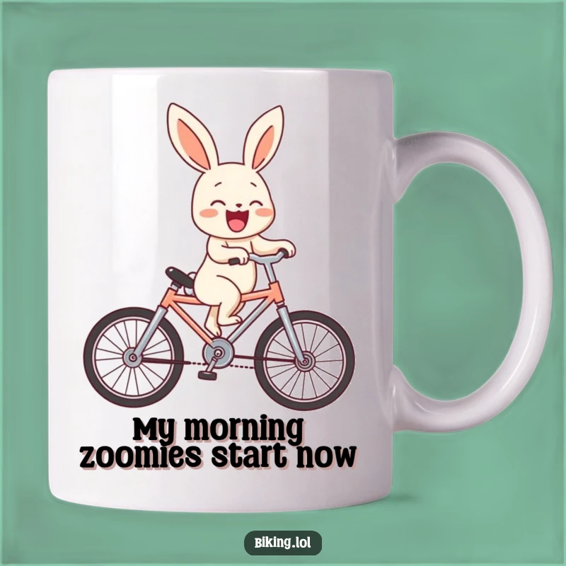 Funny Bunny Wheelie Mug: Hilarious Miniature Bicycle Laughing Character Gift