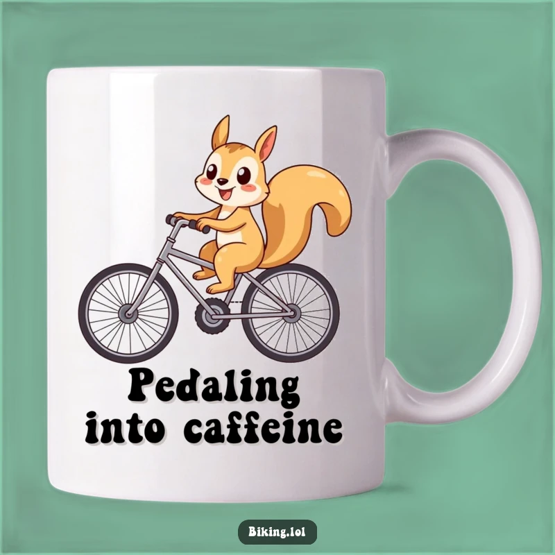 Funny Playful Squirrel Bike Mug: Whimsical Adventure and Humor