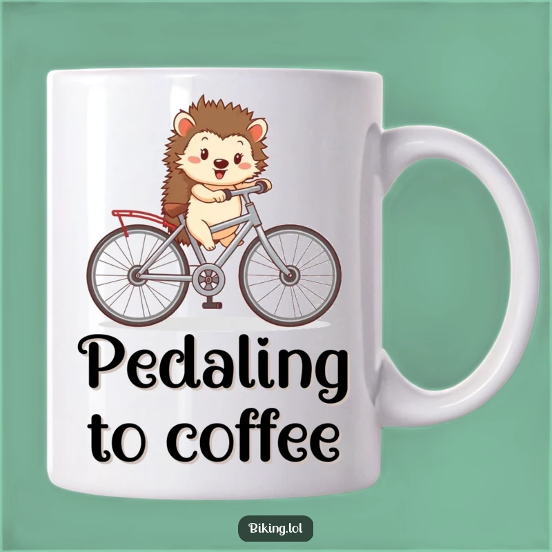 Funny Hedgehog Bicycle Mug: Quirky Journey Humor, Perfect Gift