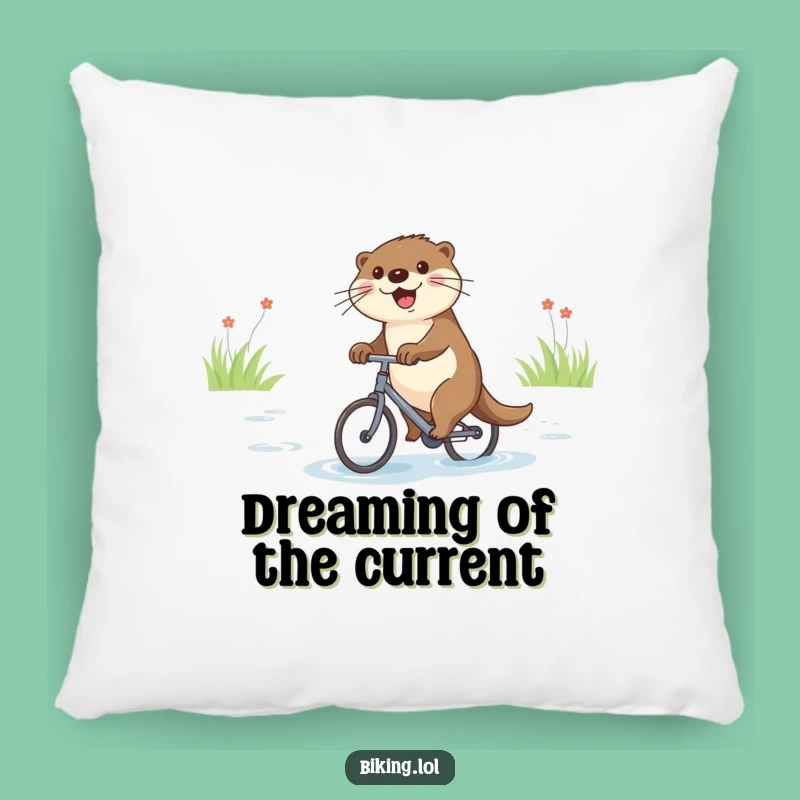 Funny Otter Bicycle Pillow: Snuggle Up with Joyful River Comfort
