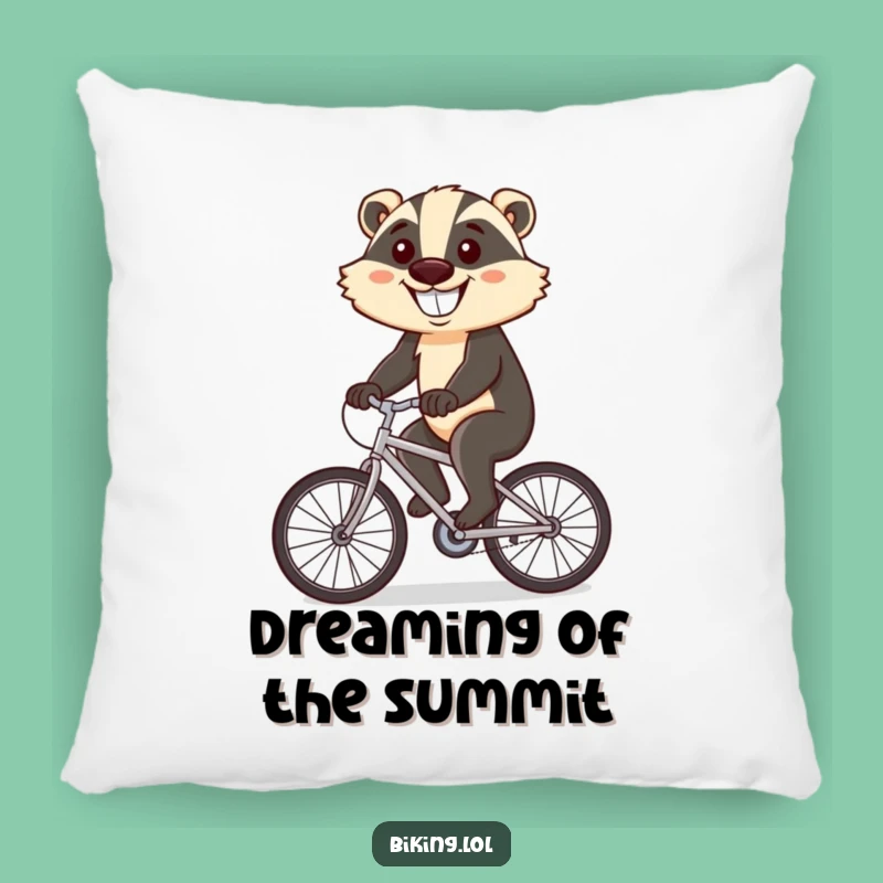 Funny Badger Cycling Pillow: Cozy Comfort with Hilarious Determination
