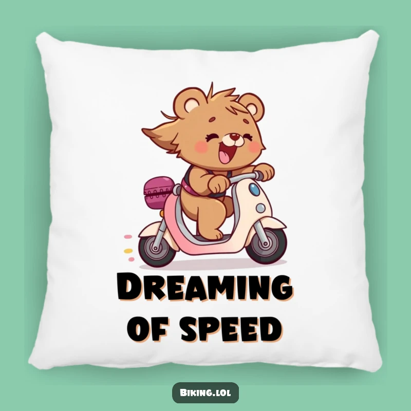 Funny Bear Cub Scooter Pillow: Soft Comfort, Comfy Funny Gift for Cozy Spaces