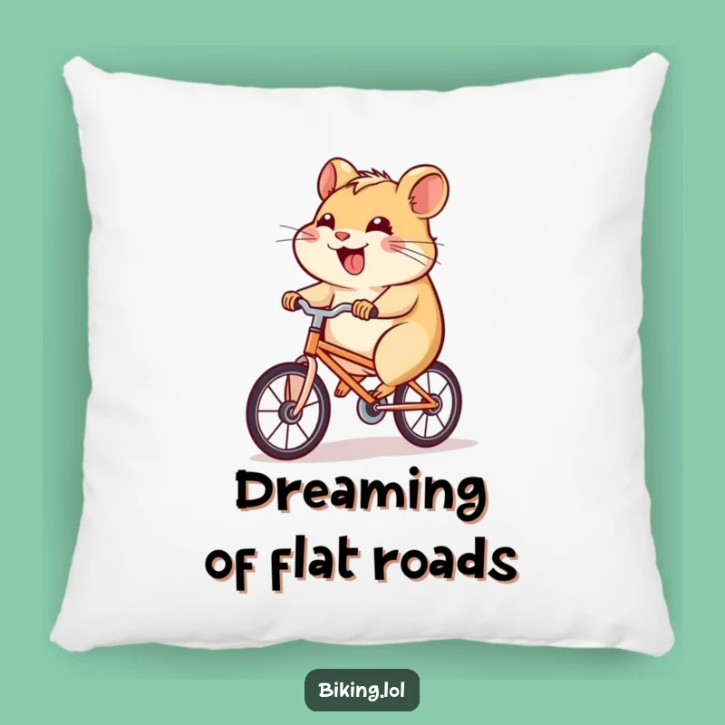 Funny Hamster Bicycle Pillow: Cozy Determined Cyclist Cushion, Charming Funny Gift