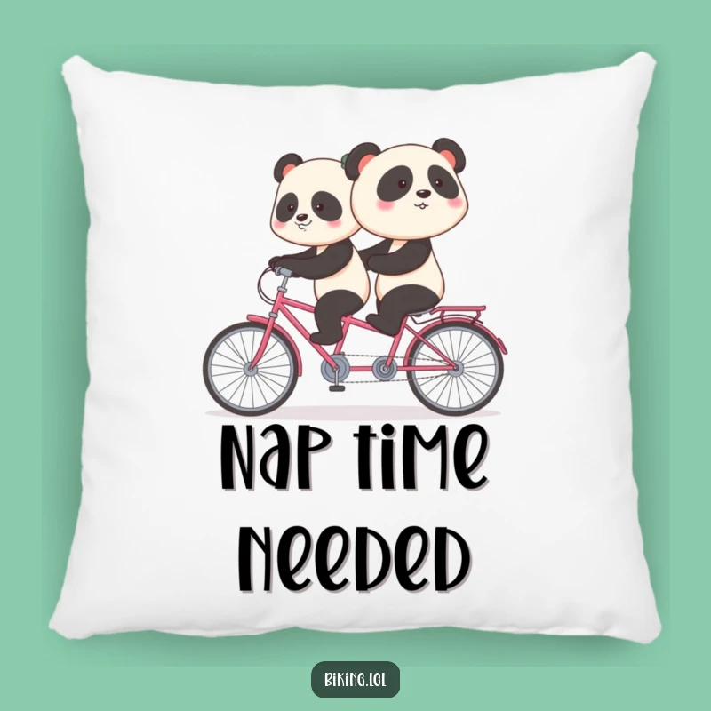 Funny Shy Panda Tandem Bike Pillow: Comfy Humor for Your Couch, Hilarious Gift