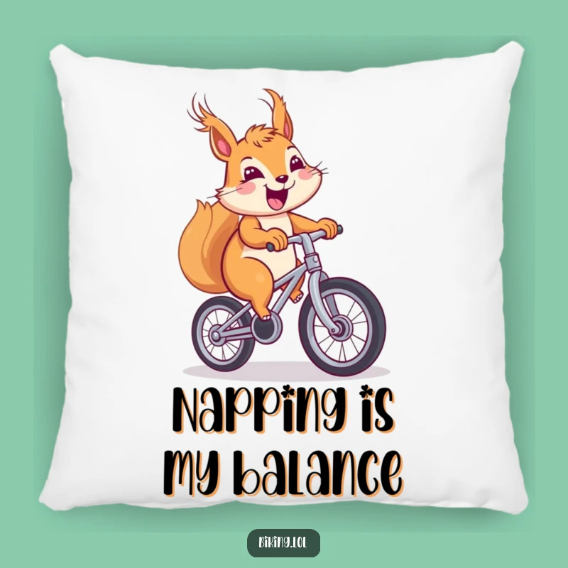 Funny Squirrel Unicycle Pillow - Cozy Windblown Comfort Gift