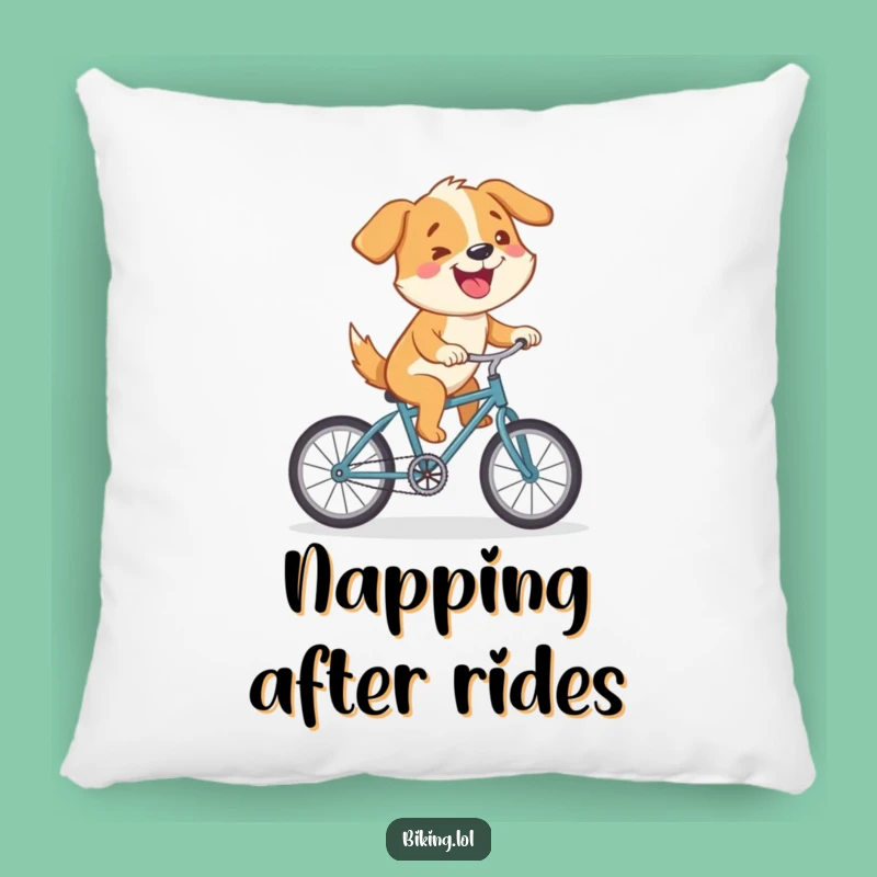 Funny Dog Bicycle Pillow: Cozy Determination & Humor Decor
