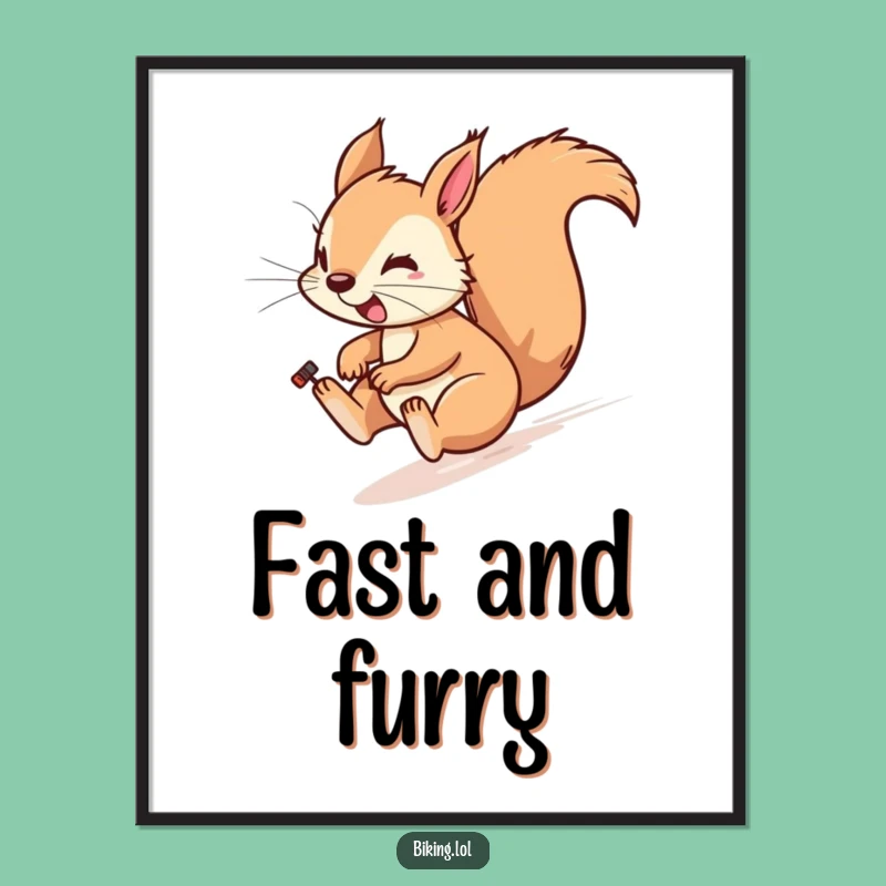 Funny Squirrel Bicycle Digital Art: Printable Zippy Downhill Scene