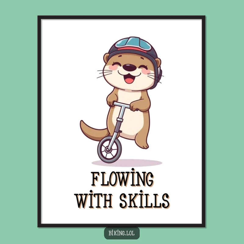 Funny Otter Unicycle Art Print: Whimsical Juggler Decor, Instant Funny Gift
