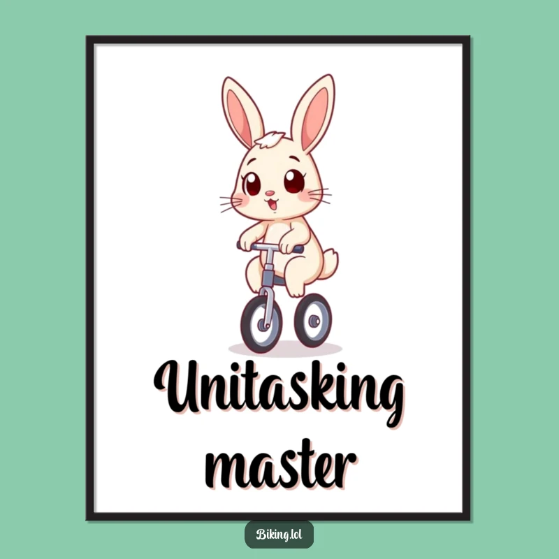 Funny Bunny Unicycle Digital Print: Instant Charm, Fast Funny Gift for Walls