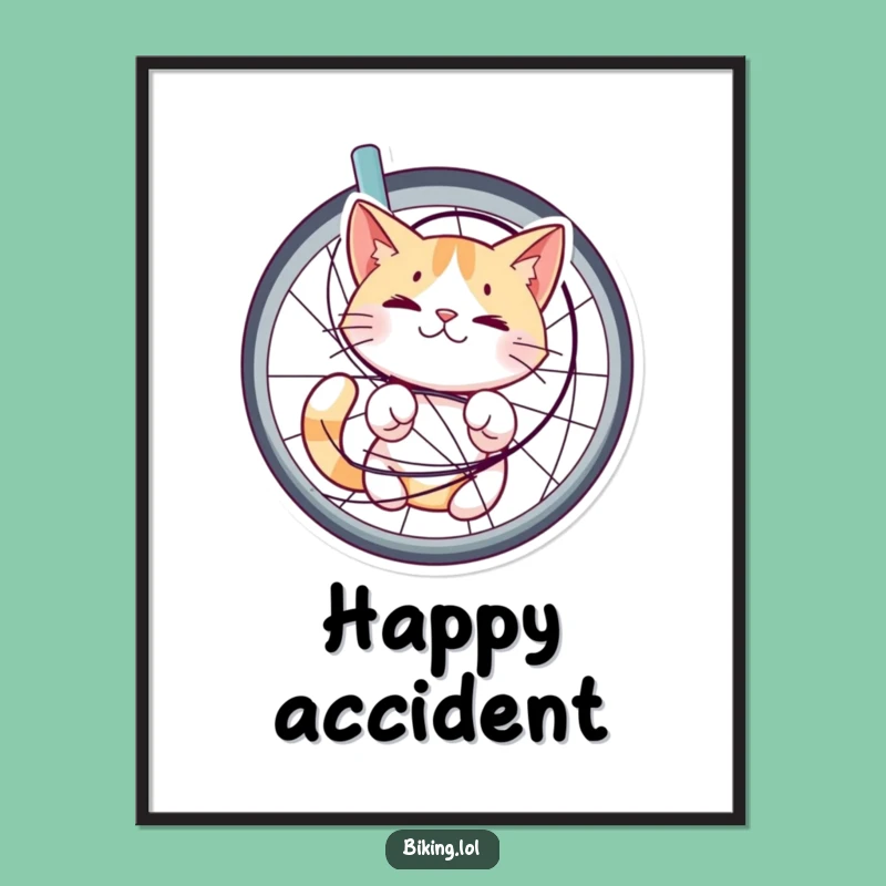 Funny Cat Bicycle Spokes Digital Art Print: Bring Whimsical Chaos to Your Walls!