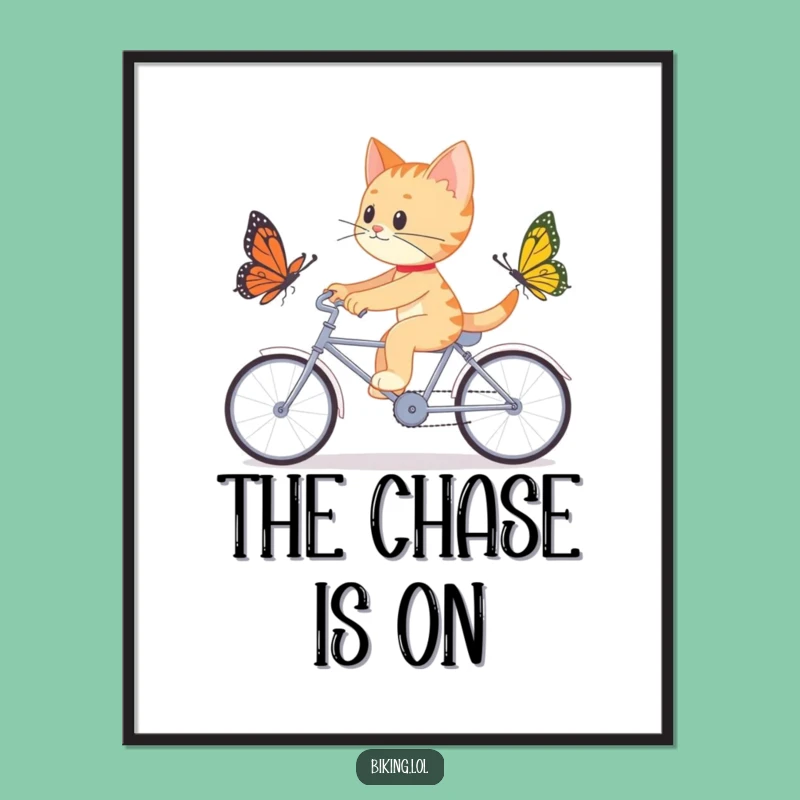 Funny Cat Tandem Bike Digital Art: Hilarious Decor for Determined Souls!