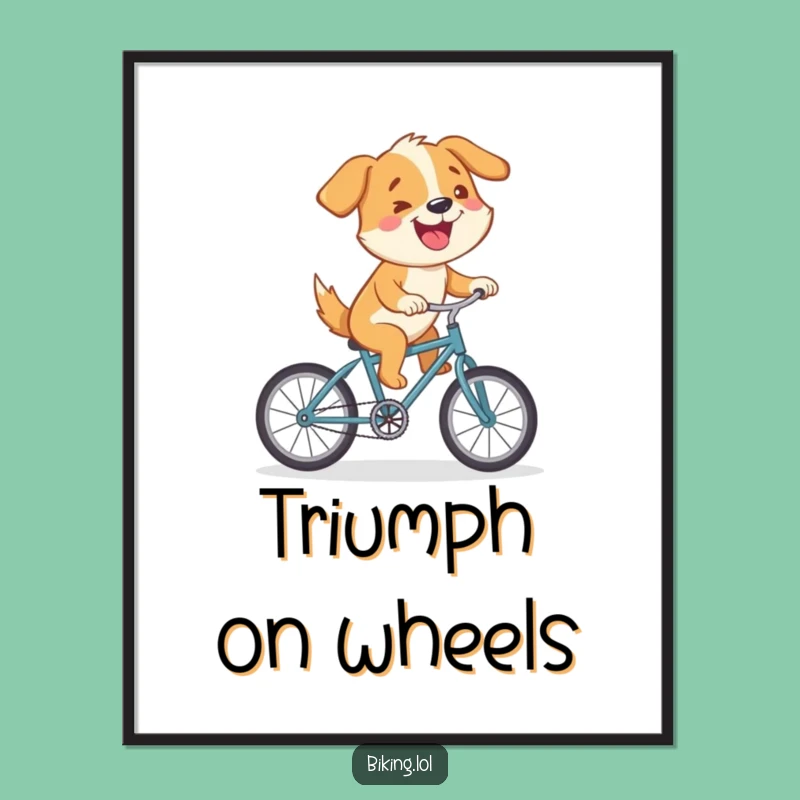 Funny Dog Bicycle Digital Art: Determined Journey & Humor Print