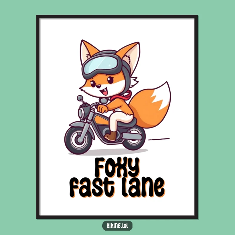 Funny Fox Bike Digital Print: Instant Adventure, Fast Funny Gift for Walls