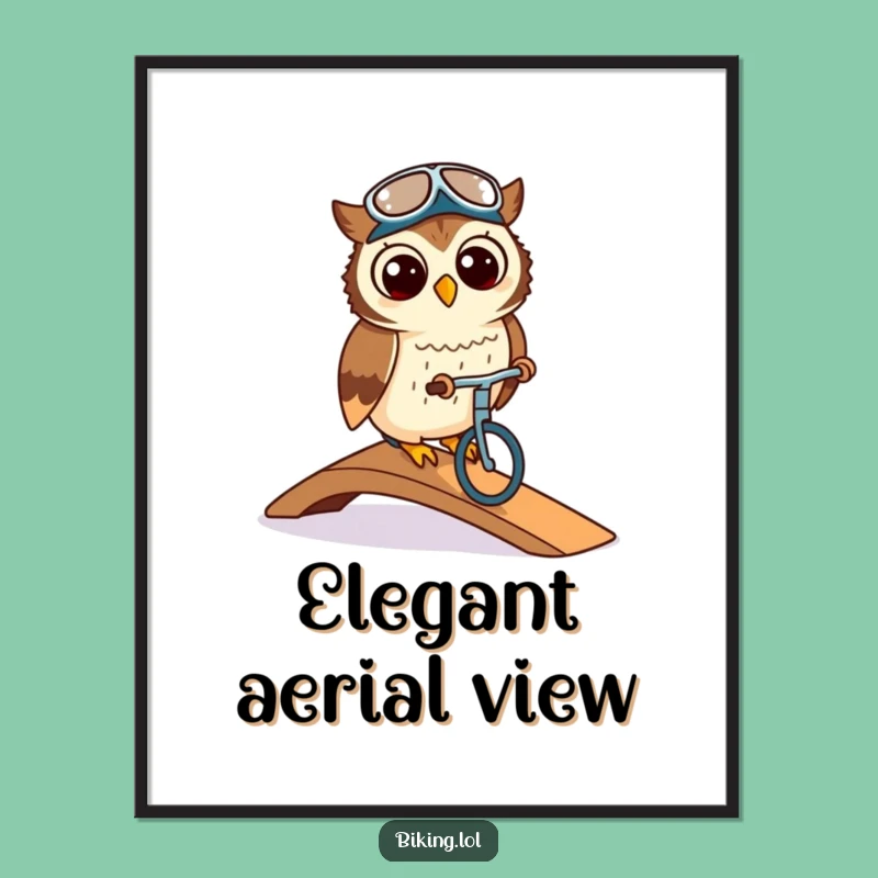 Funny Owl Ascent Digital Art - Hilarious Cycling Print for Instant Sophistication