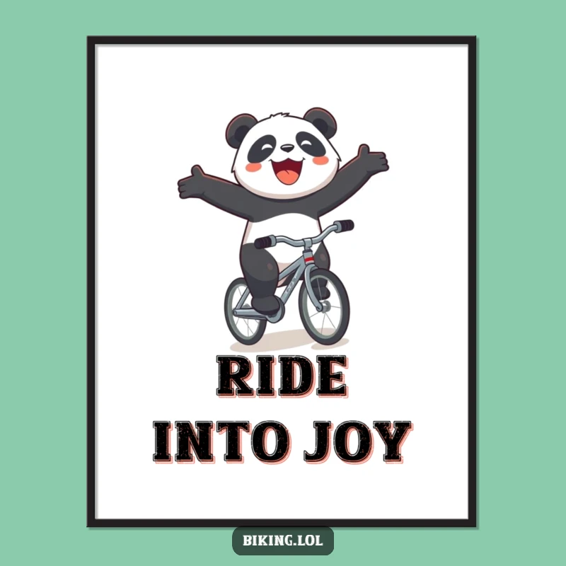 Funny Panda Bicycle Digital Art - Joyous Downhill Print