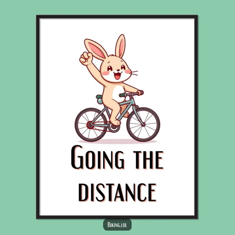 Funny Rabbit Bicycle Digital Art: Cheerful Climber Print