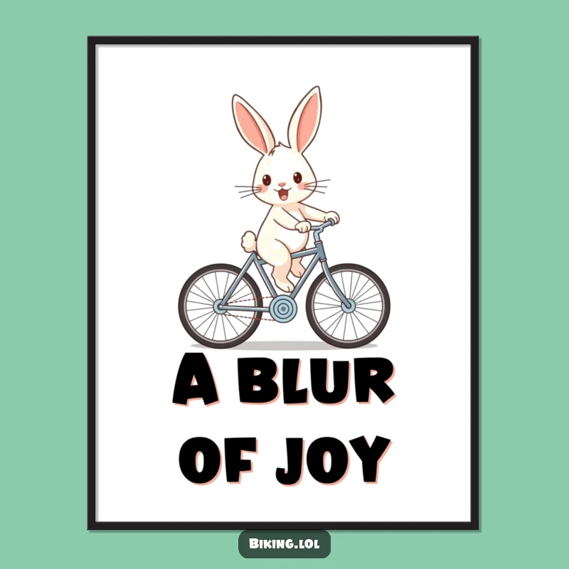 Funny Rabbit Downhill Art Print: Cheerful Rider Decor, Instant Funny Gift
