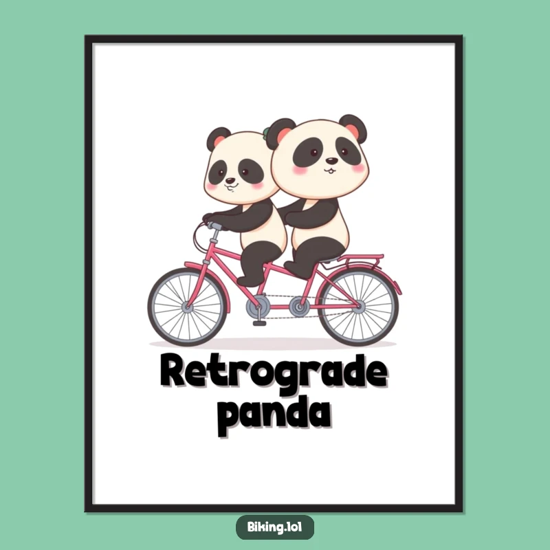 Funny Shy Panda Tandem Bike Digital Art: Instant Awkwardness, Perfect Funny Gift