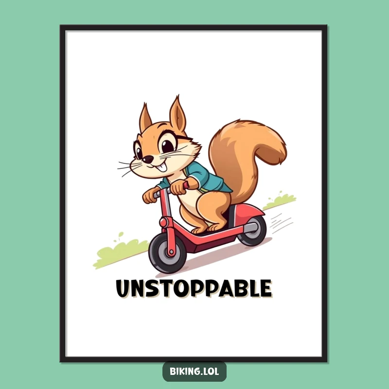Funny Squirrel Scooter Digital Art: Cheeky Grin for Instant Room Makeover!