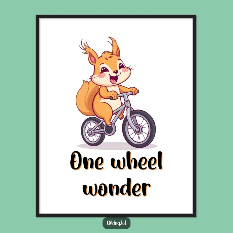 Funny Squirrel Unicycle Digital Art - Cheerful Windblown Print