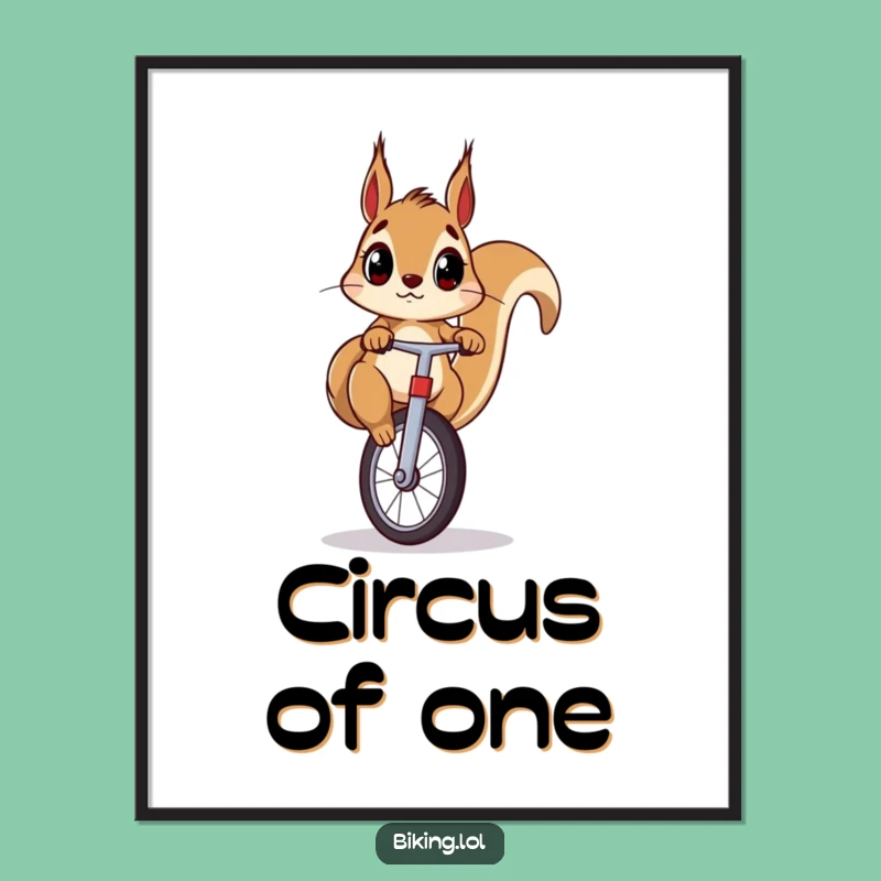 Funny Squirrel Unicycle Digital Art: Instant Hilarious Decor Gift!