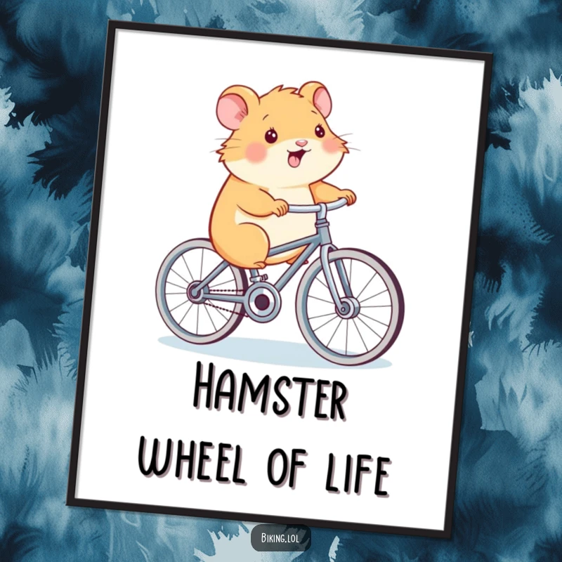 Funny Hamster Power Digital Art Print, a smiling hamster, pedaling a bicycle, humorous wall art, instant decor, perfect gift.