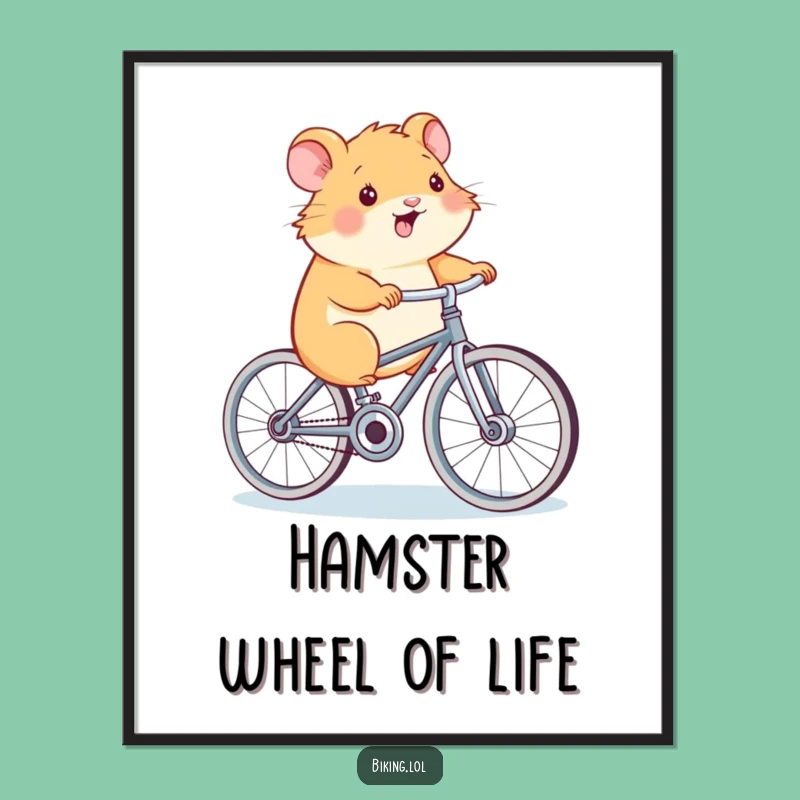 Funny Hamster Power Digital Art Print: Hilarious Cycling Humor Instant Download Decor