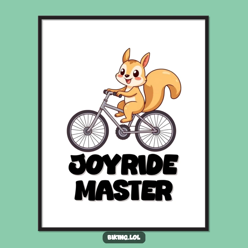 Funny Playful Squirrel Bike Digital Art: Instant Whimsical Decor